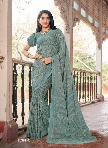 Sea Green Colour Star Chiffon 94 Edition By Ruchi Chiffon Daily Wear Saree Catalog 21301 C